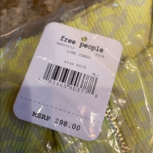 NWT Free People Leopard Layering Top in Lime Combo - Picture 7 of 7